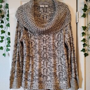 Cato Black and Gray Cowl Neck Sweater